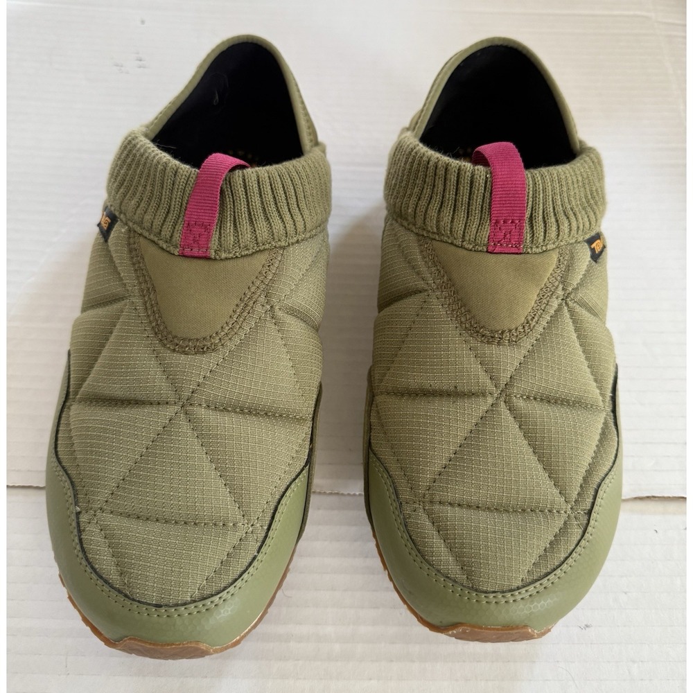 Teva Olive Green Moccasins with Pink Accent